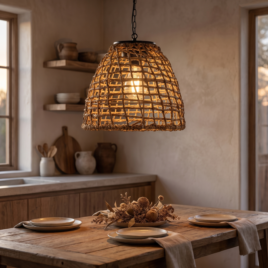 Solarcraft Solar Powered Woven Rattan Outdoor Hanging Lantern Led