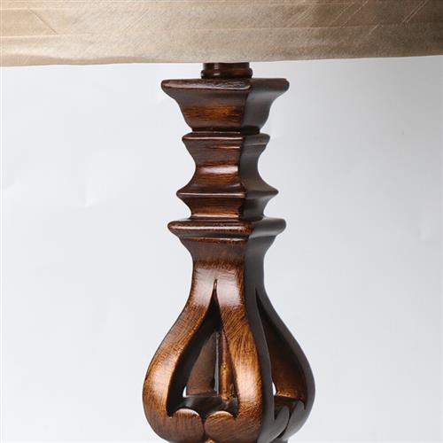 Brown Vintage Floor Lamp With Pleated Fabric Shade And Resin Stand