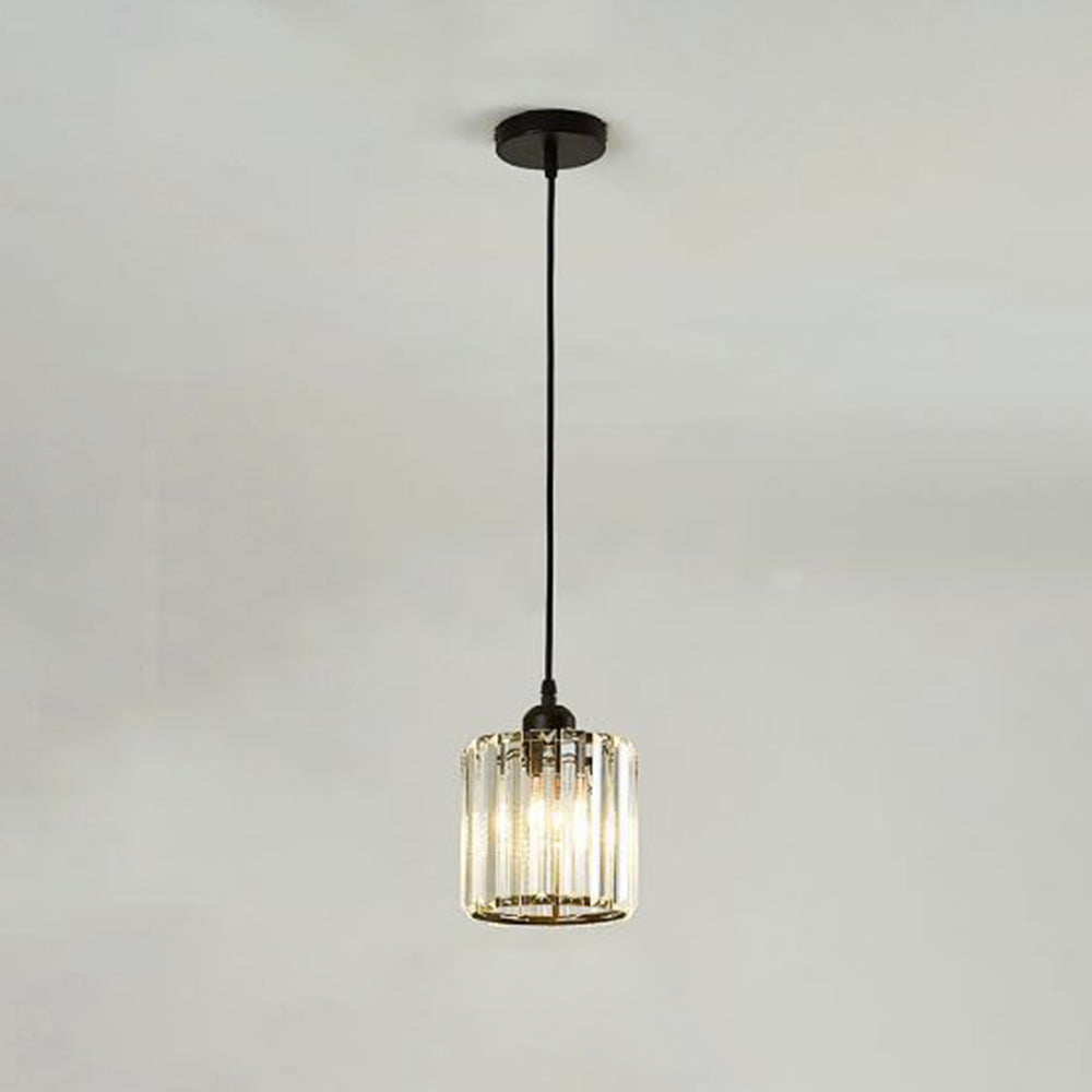 Transparent Ribbed Glass Cylinder Cluster Pendant Light