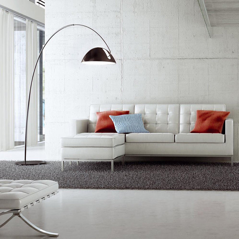Contemporary Matte Black Arc Floor Lamp With Sturdy Round Base