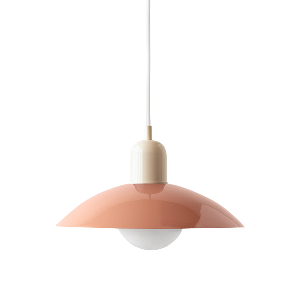 NordicCraft Shallow Curved Metal Shade Pendant Ceiling Light Creamy