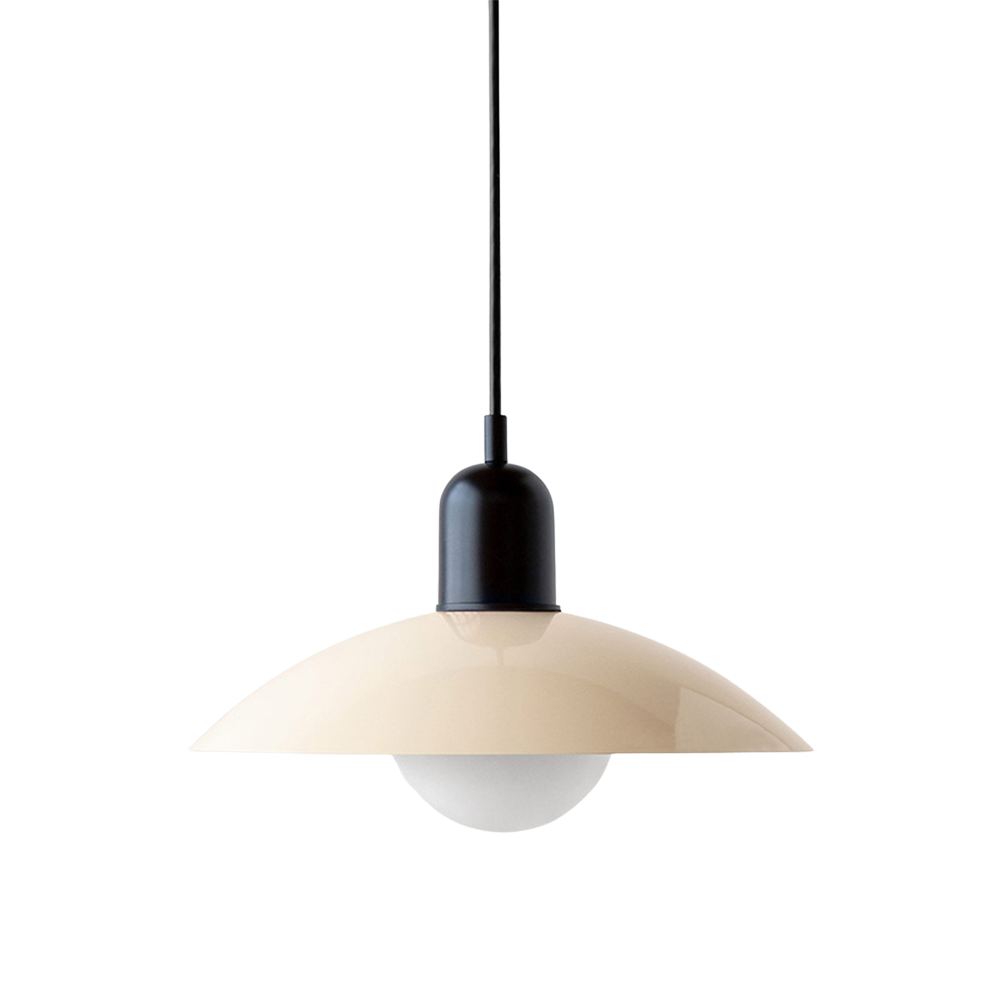 NordicCraft Shallow Curved Metal Shade Pendant Ceiling Light Creamy