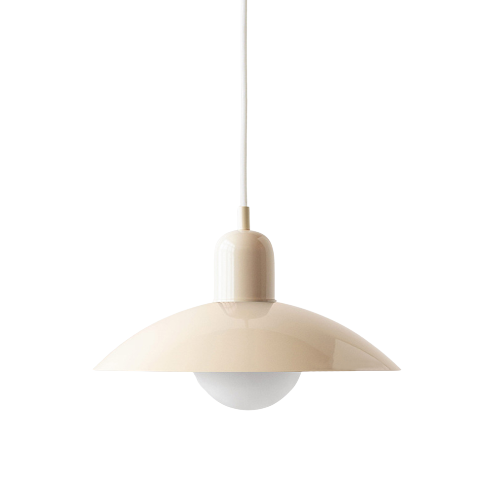 NordicCraft Shallow Curved Metal Shade Pendant Ceiling Light Creamy