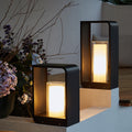 Black Rectangular Solar Outdoor Lantern With Frosted Glass Diffuser