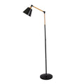 Lumina Nordic Adjustable Standing Lamp With Wooden Arm And Metal Frame