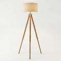 Luminara Tripod Floor Lamp With Wood Base And Fabric Shade