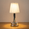 Nordic Rechargeable LED Table Lamp With Fabric Shade And Metal Base