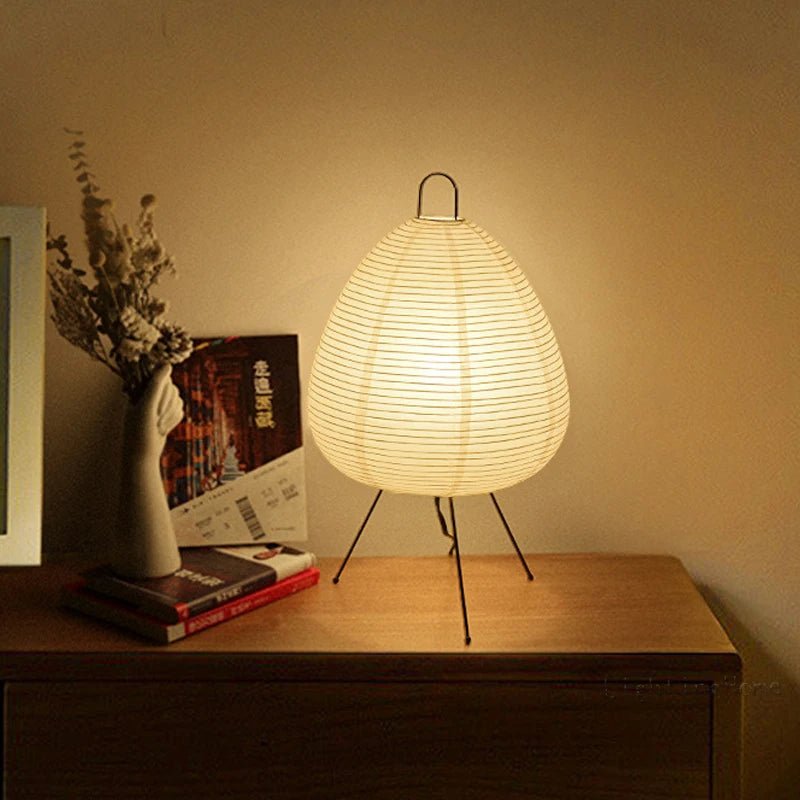 Modern Japanese Paper Lantern Table Lamp With Soft Ambient Lighting