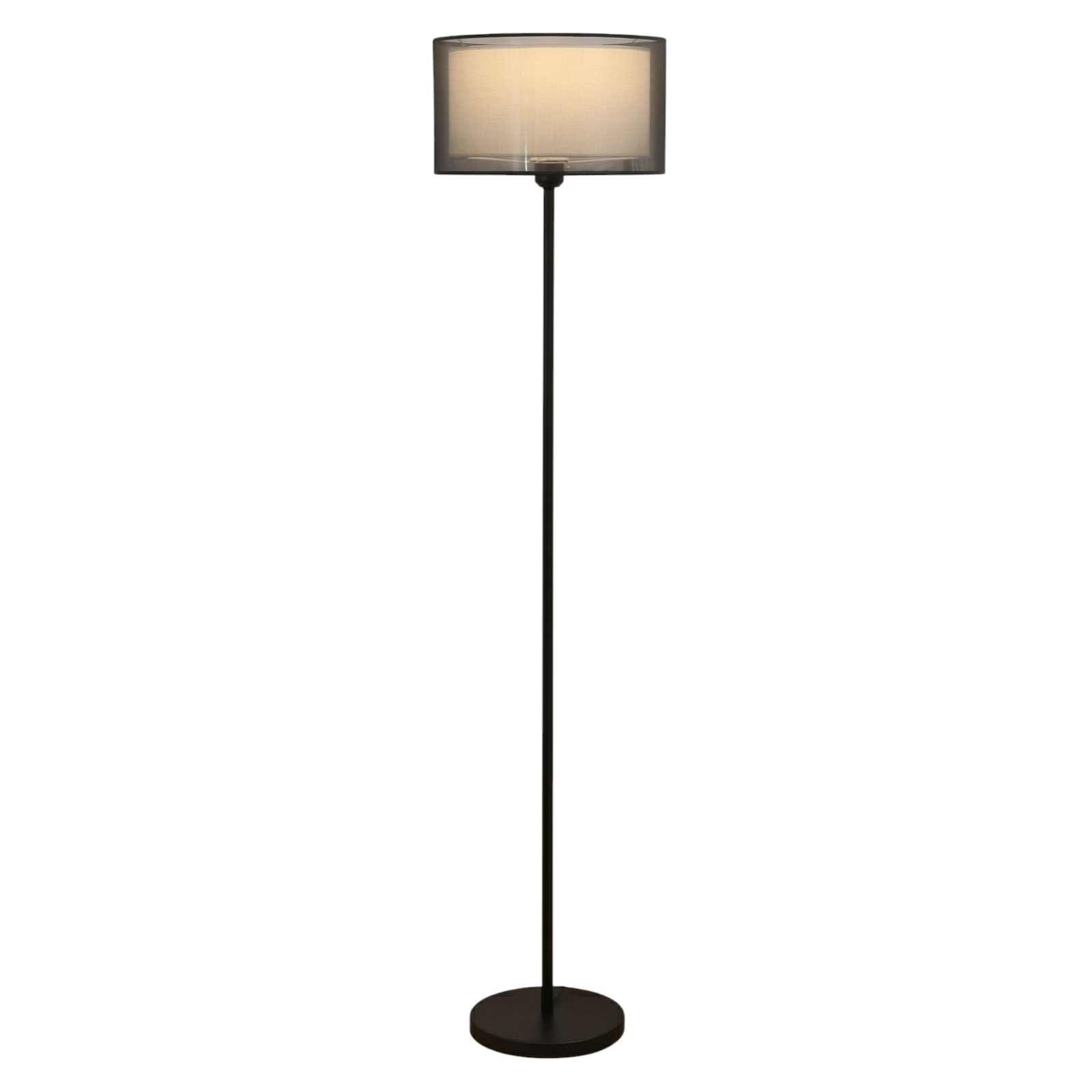 Modern Mesh Floor Lamp With Dual Layer Fabric Diffuser Shade Design