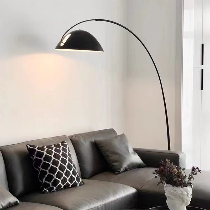 Contemporary Matte Black Arc Floor Lamp With Sturdy Round Base