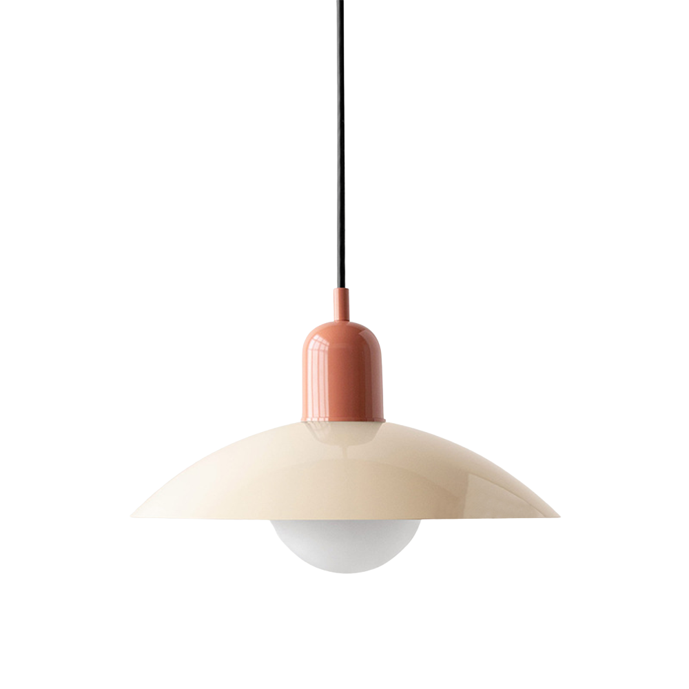 NordicCraft Shallow Curved Metal Shade Pendant Ceiling Light Creamy
