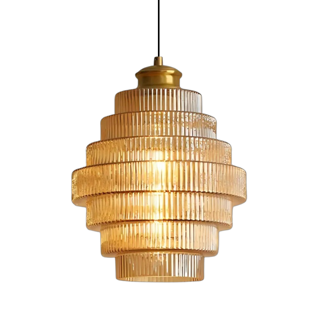 Vintage Tiered Glass Pendant Light E27 Socket For Kitchen Dining Room