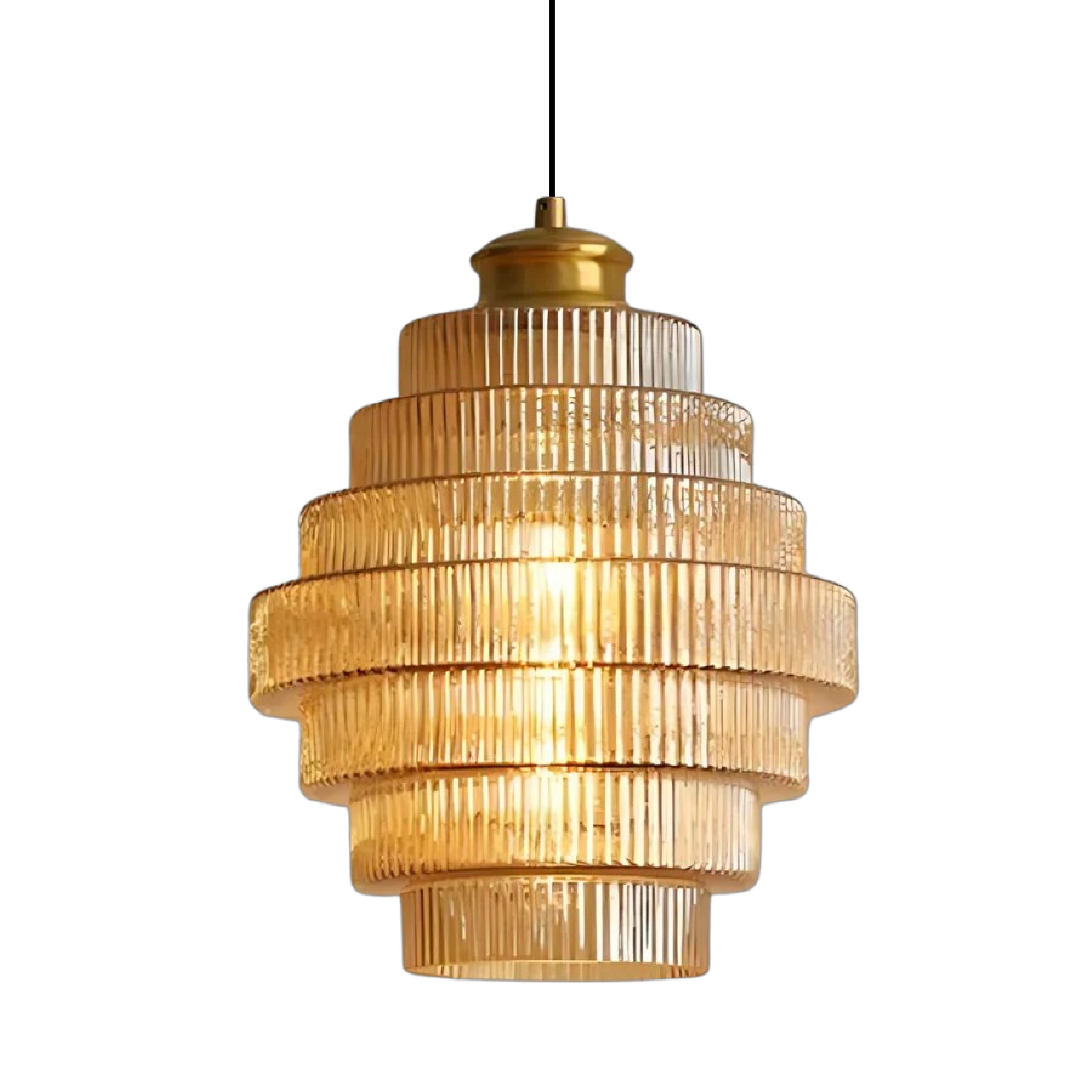 Vintage Tiered Glass Pendant Light E27 Socket For Kitchen Dining Room