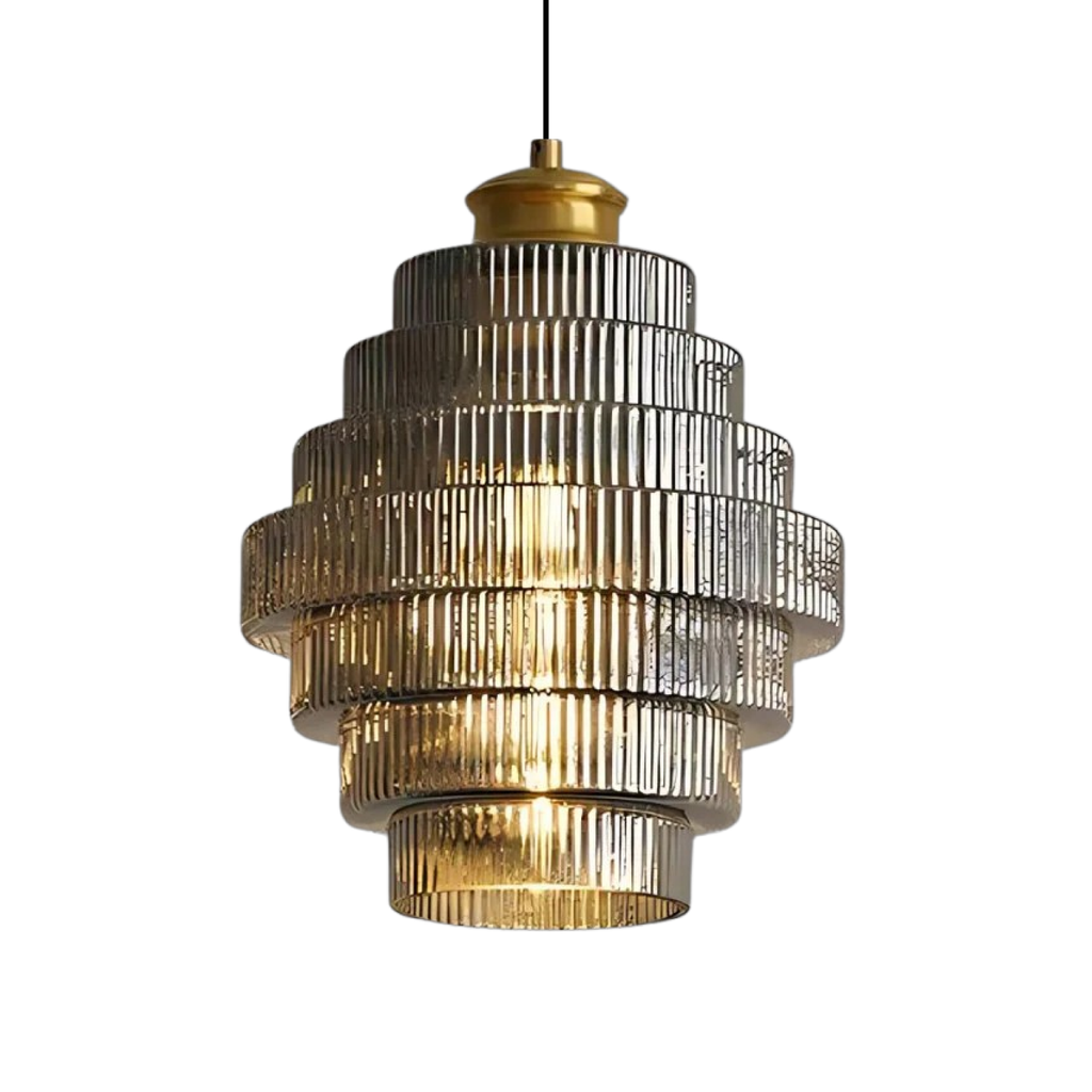 Vintage Tiered Glass Pendant Light E27 Socket For Kitchen Dining Room