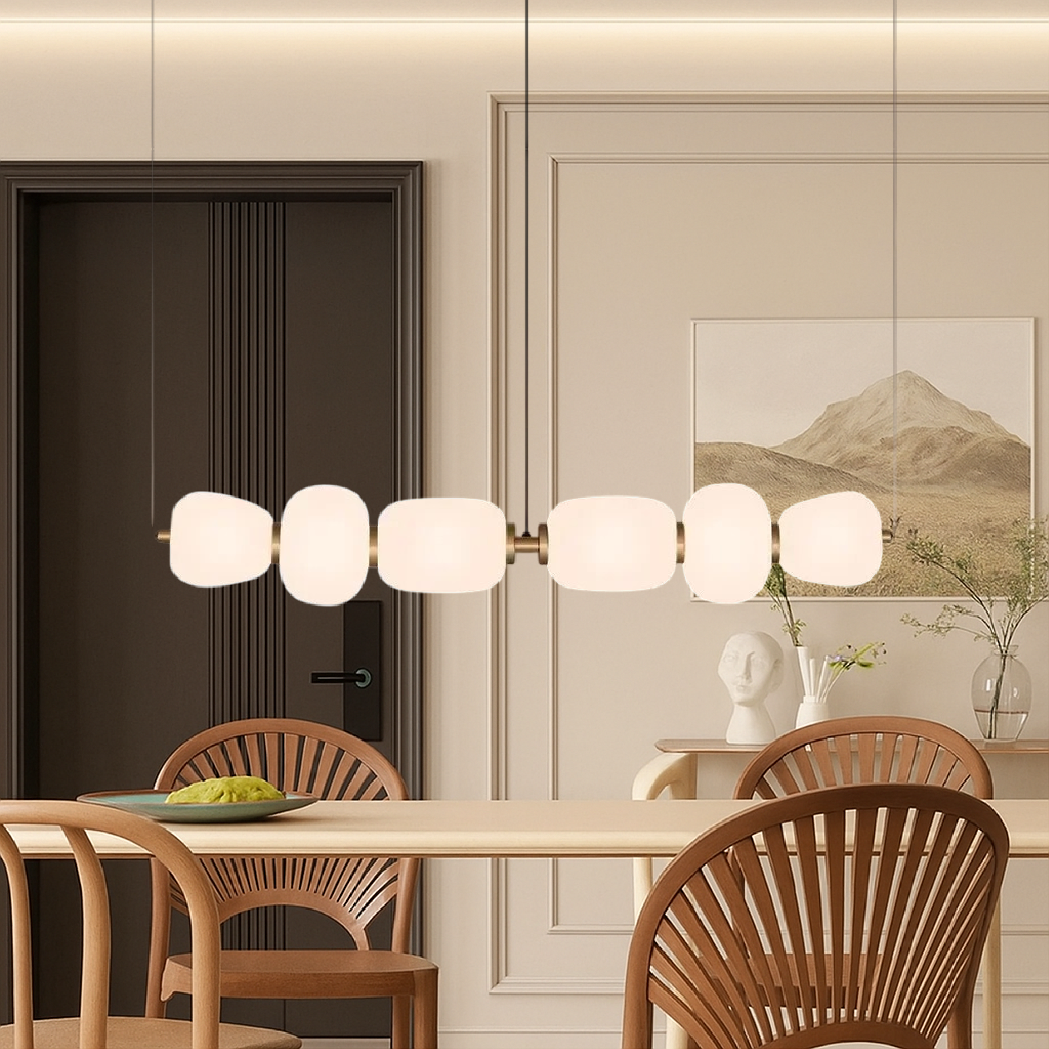 Minimalist White Bar Pendant Light For Modern Home Living Room