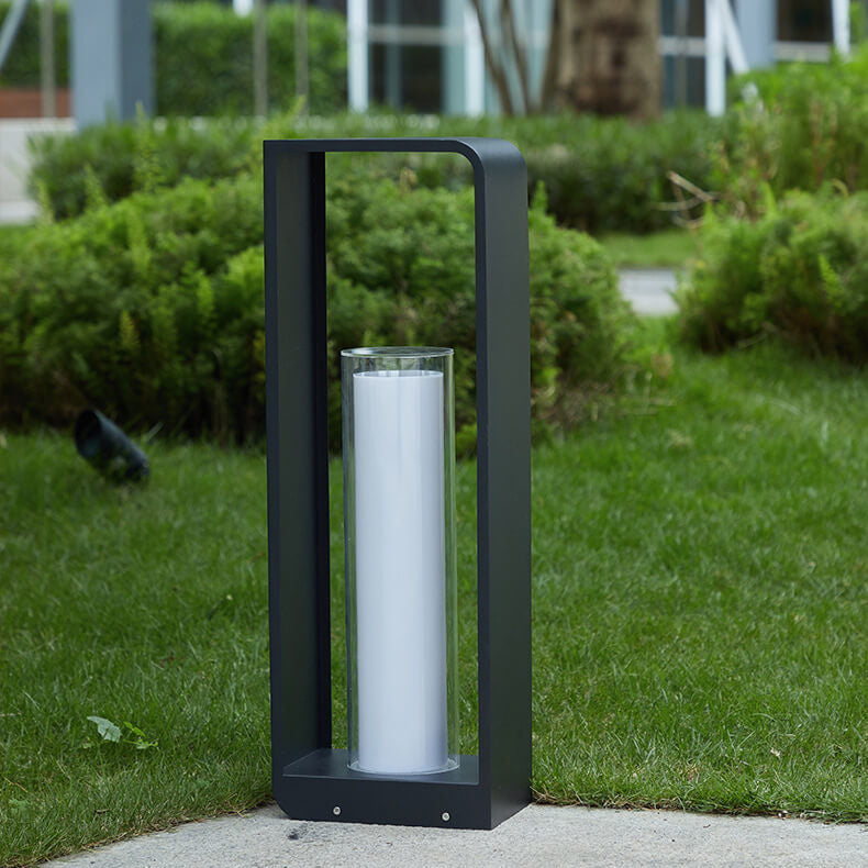 Black Rectangular Solar Outdoor Lantern With Frosted Glass Diffuser