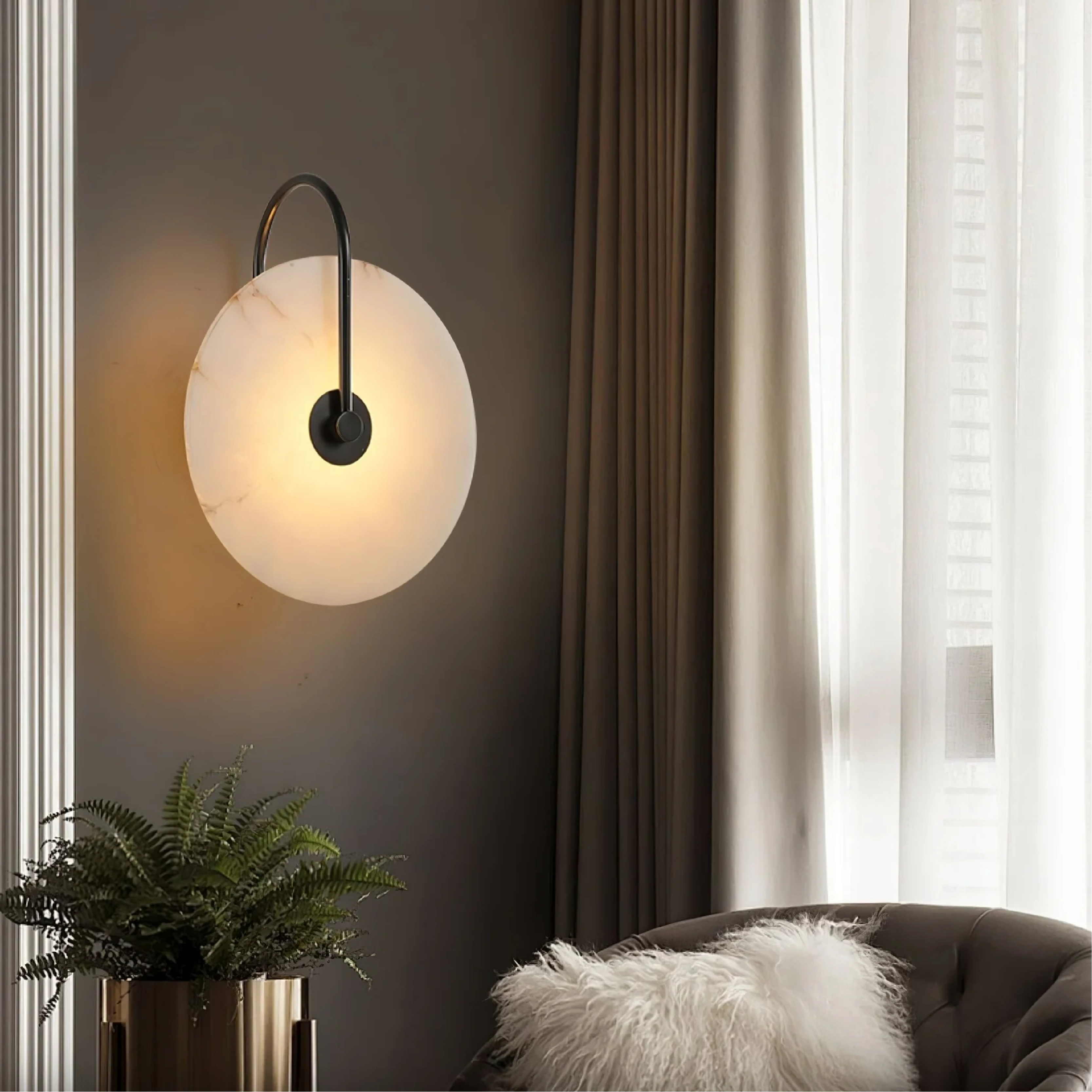 Minimalist Led Marble Wall Lamp With Sleek Geometric Design For Home