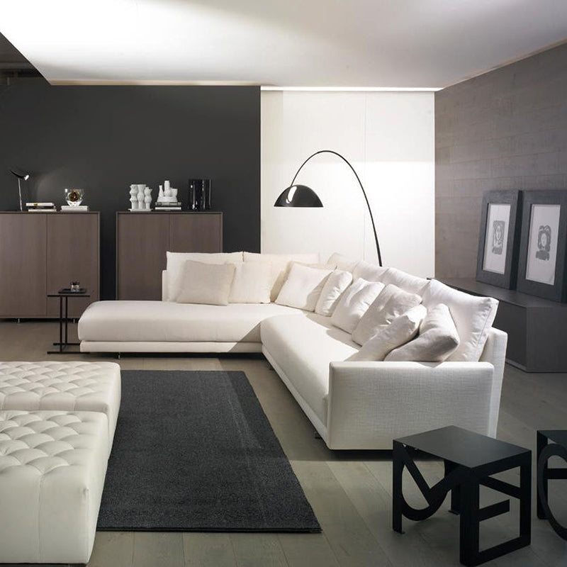 Contemporary Matte Black Arc Floor Lamp With Sturdy Round Base