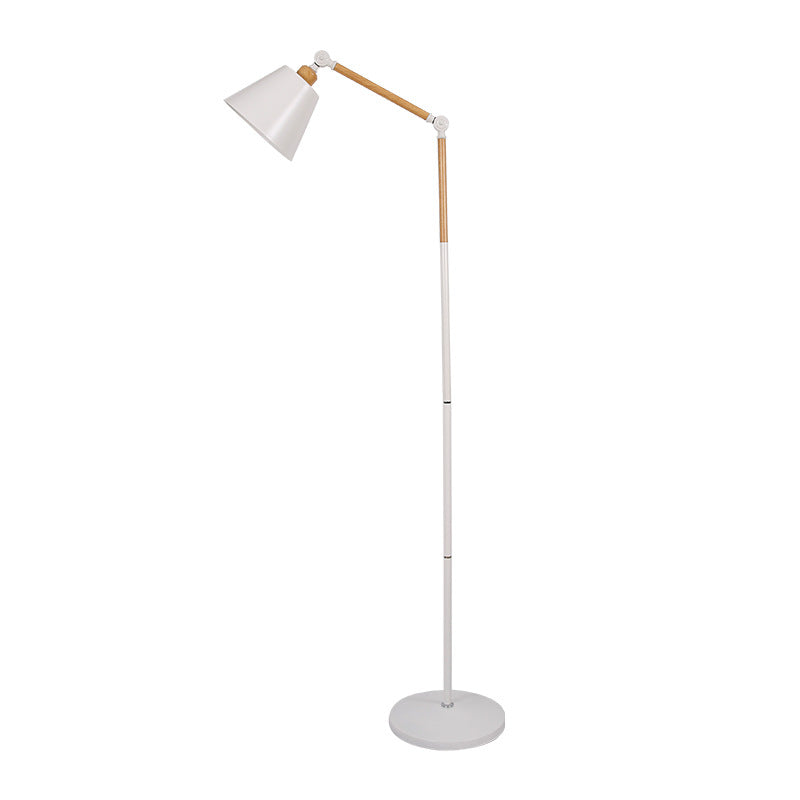 Lumina Nordic Adjustable Standing Lamp With Wooden Arm And Metal Frame