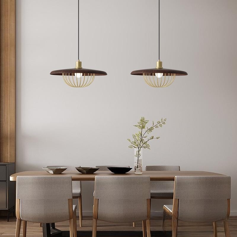 Nordic Wooden Cage Pendant Light With Adjustable Aluminum And Iron Frame