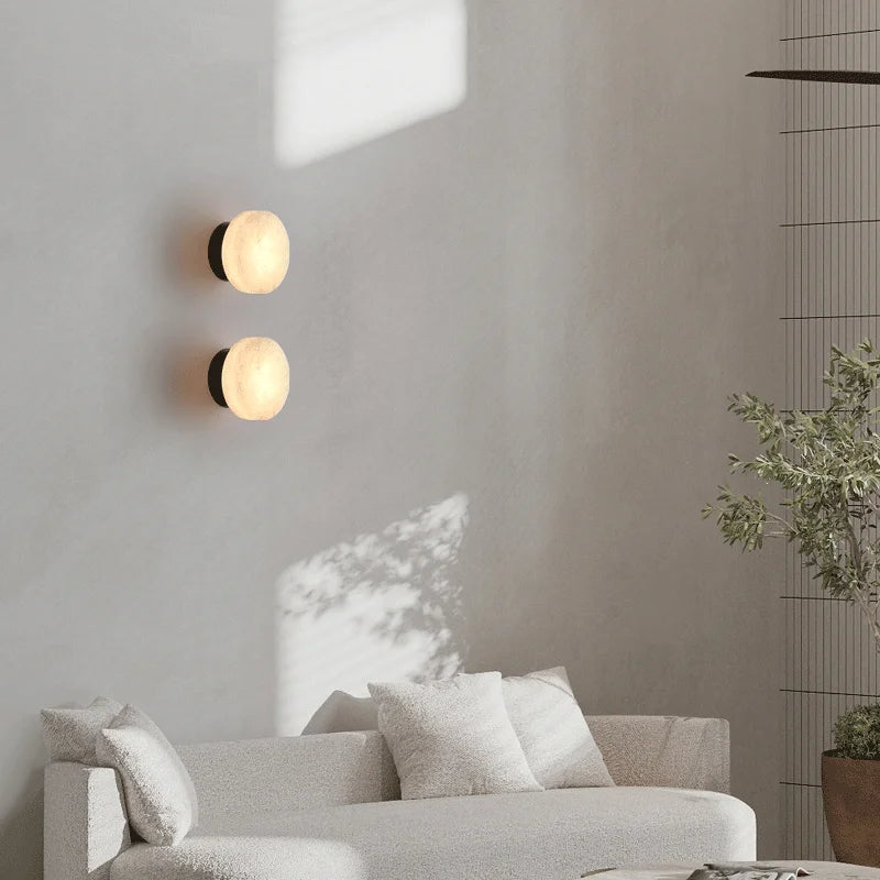 Artisanova Premium Marble Wall Sconce With Polished Metal Frame