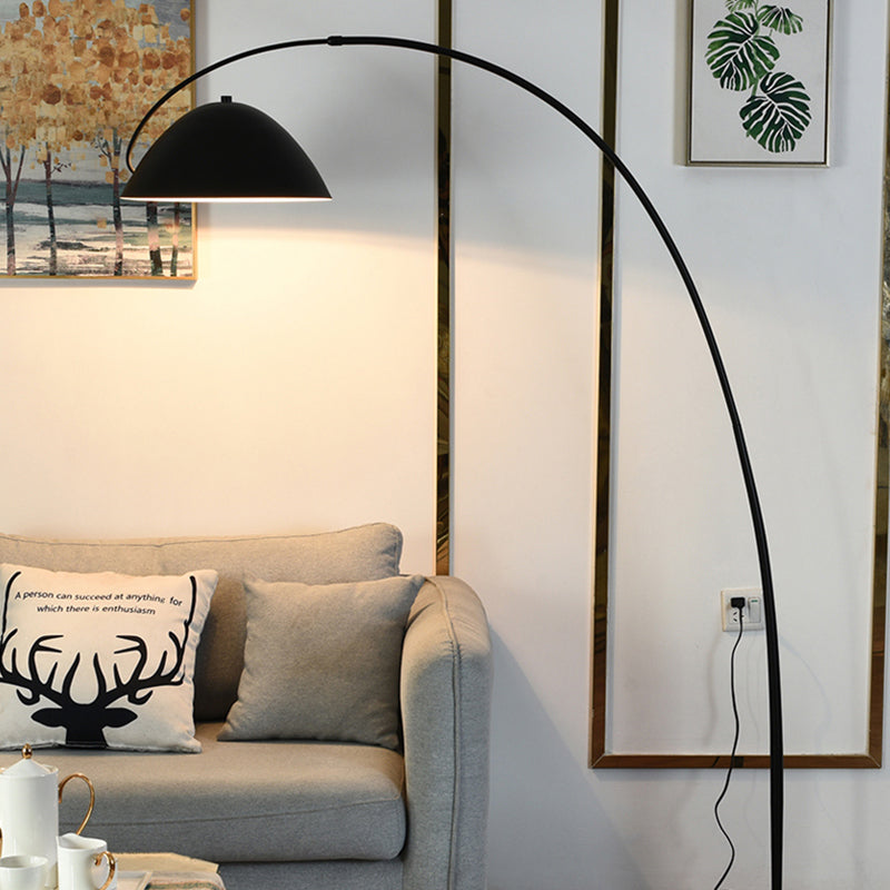 Contemporary Matte Black Arc Floor Lamp With Sturdy Round Base