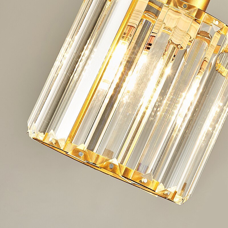 Transparent Ribbed Glass Cylinder Cluster Pendant Light