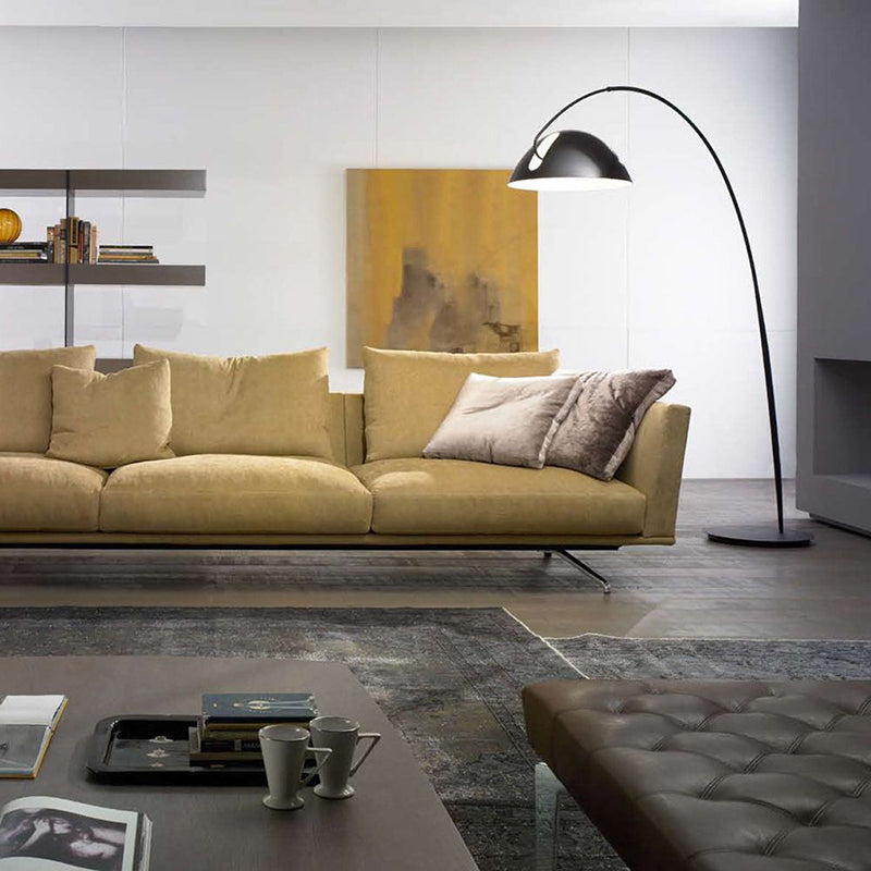 Contemporary Matte Black Arc Floor Lamp With Sturdy Round Base