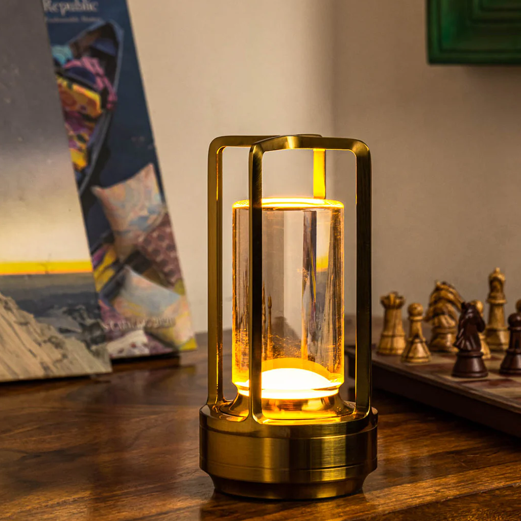 Aethera Modern Wireless Lantern Desk Lamp Crystal Core