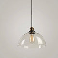 Industrial Dome Glass Pendant Light With Vintage Metal And Amber Shade