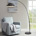 Contemporary Matte Black Arc Floor Lamp With Sturdy Round Base