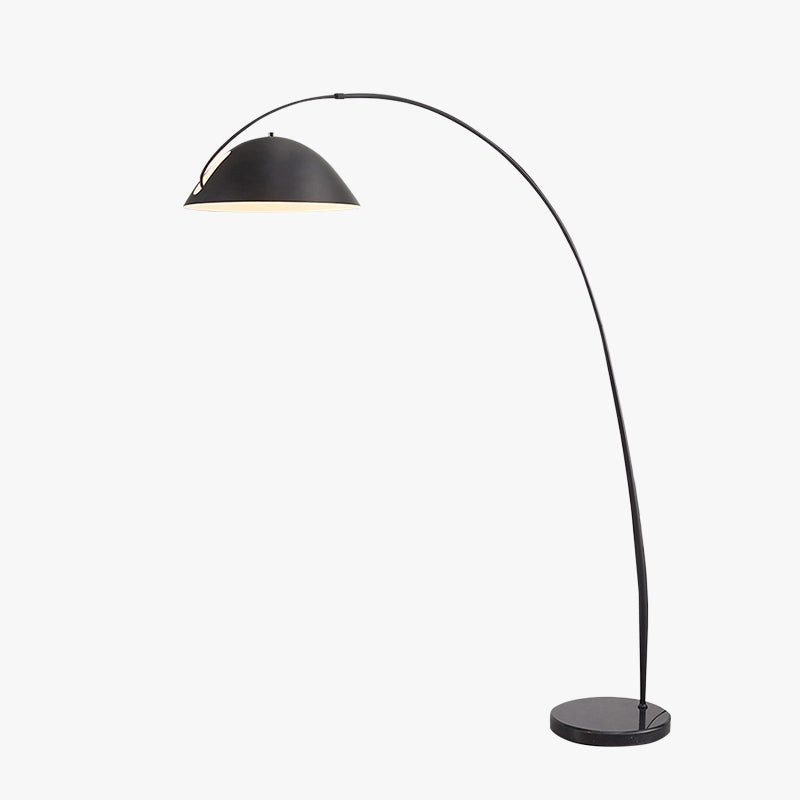 Contemporary Matte Black Arc Floor Lamp With Sturdy Round Base