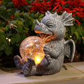 Dragon Guardian LED Table Lamp With Warm Glowing Orb Sculpture