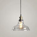 Artisan Vintage Industrial Glass Pendant Light Wide Curved Shade