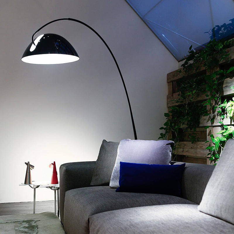 Contemporary Matte Black Arc Floor Lamp With Sturdy Round Base