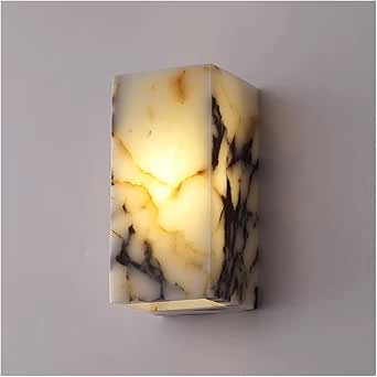 Natural Marble Cube Wall Light Minimalist Bedroom Sconce