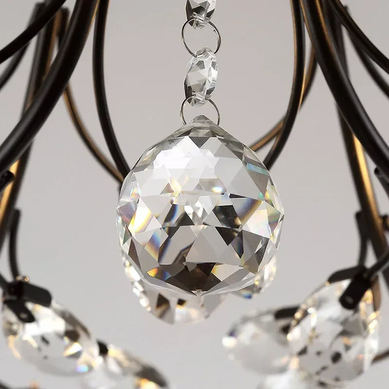 Luxura Six Light Clear Crystal Floral Ceiling Light Bronze Frame