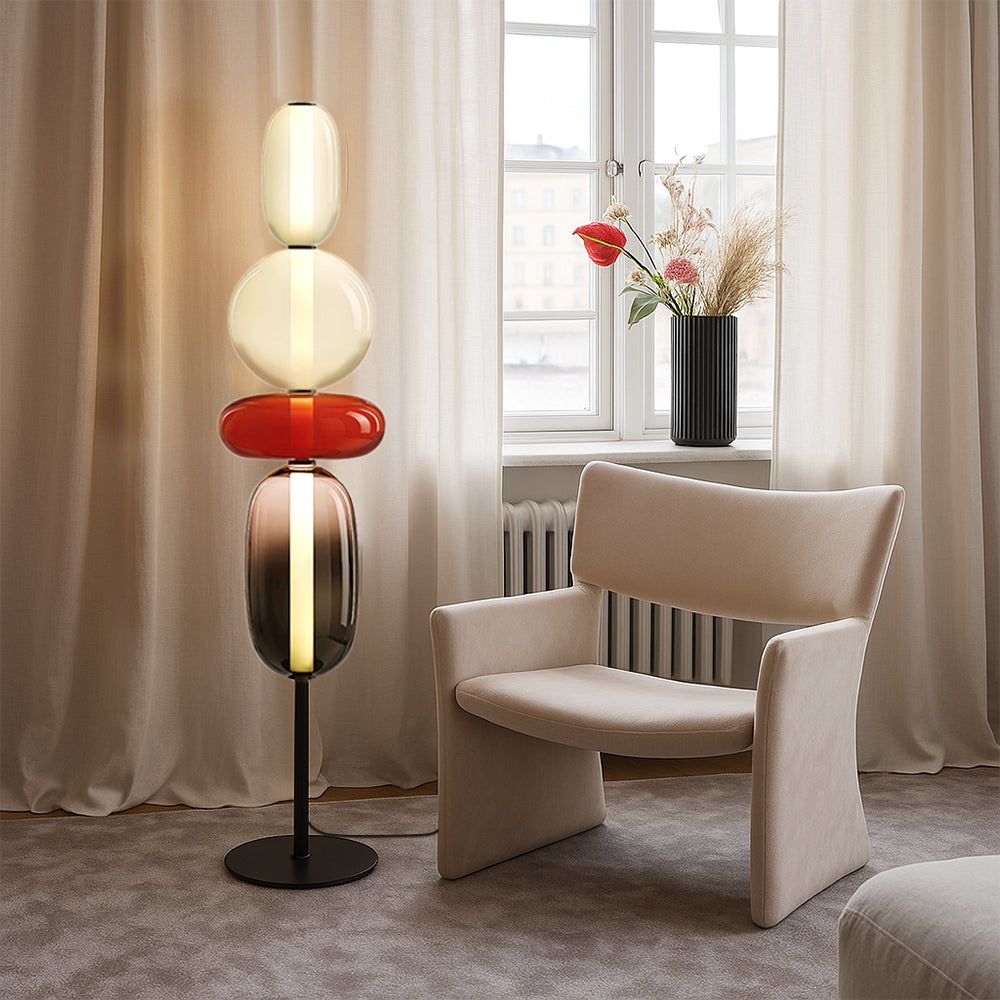 Noyam Candy Stack Sculptural Floor Lamp Contemporary Black Decor