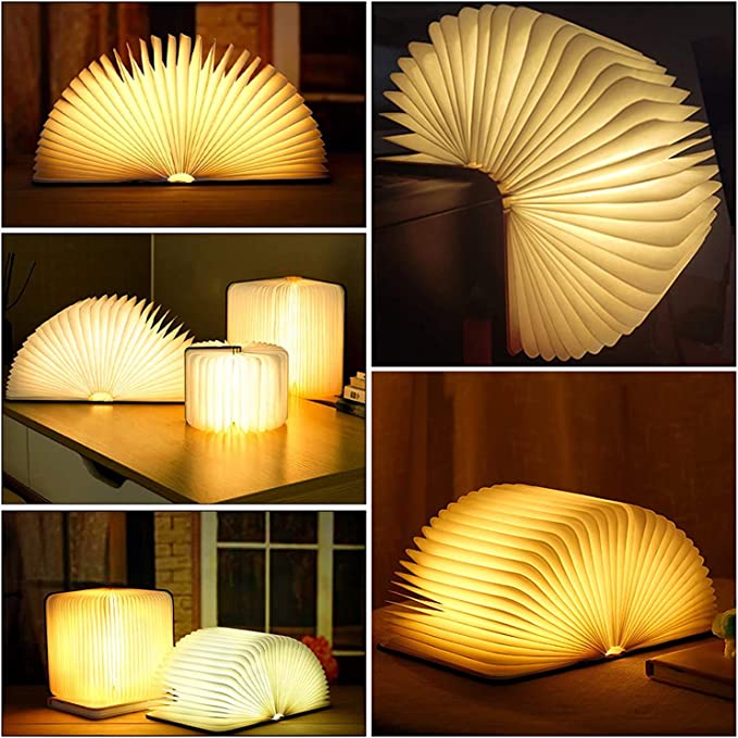 LuminaFold Book Shaped LED Table Lamp With Warm Ambient Reading Light