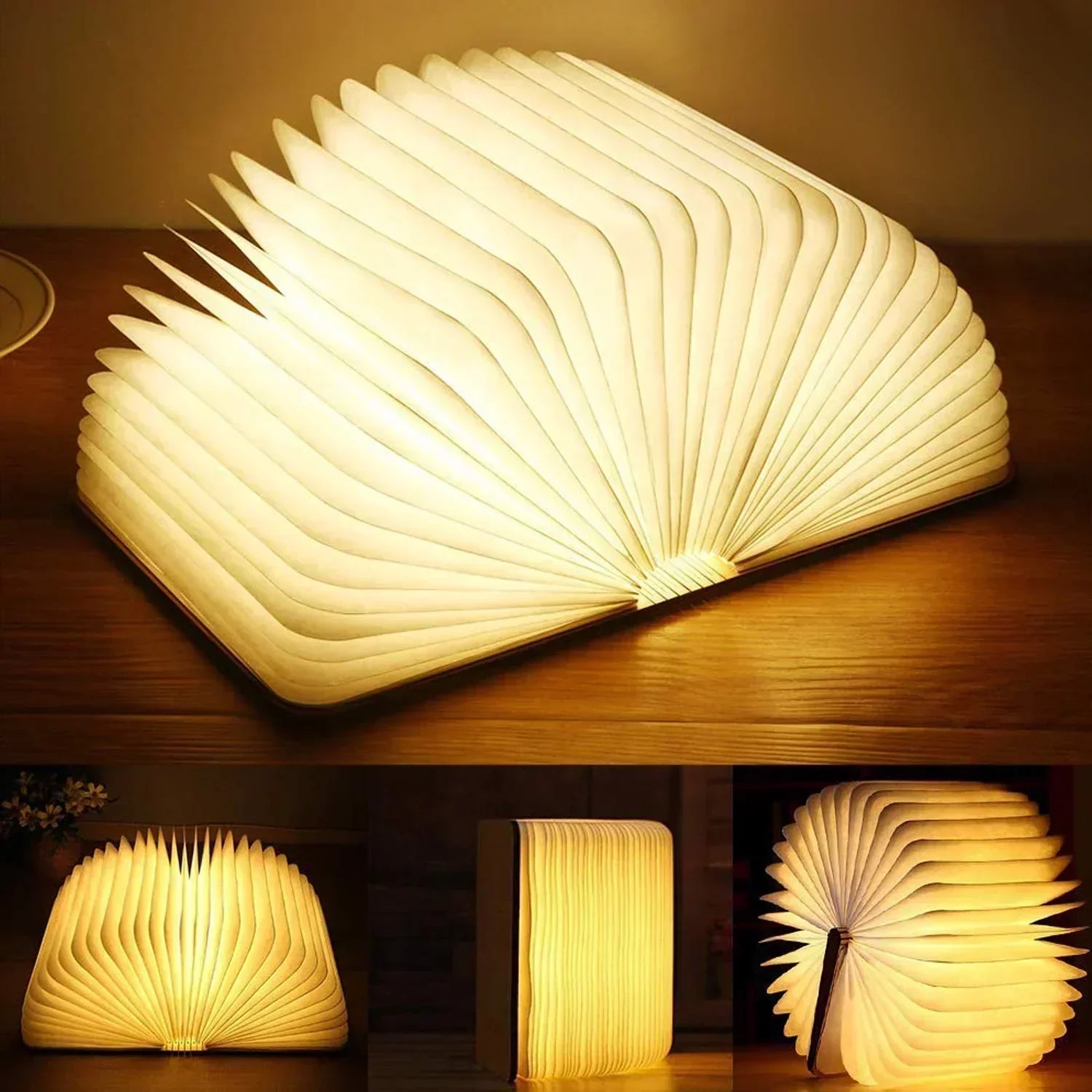 LuminaFold Book Shaped LED Table Lamp With Warm Ambient Reading Light