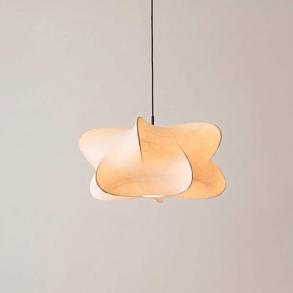 AuraCraft Modern Japanese Silk Iron Sculptural Ceiling Pendant Lamp