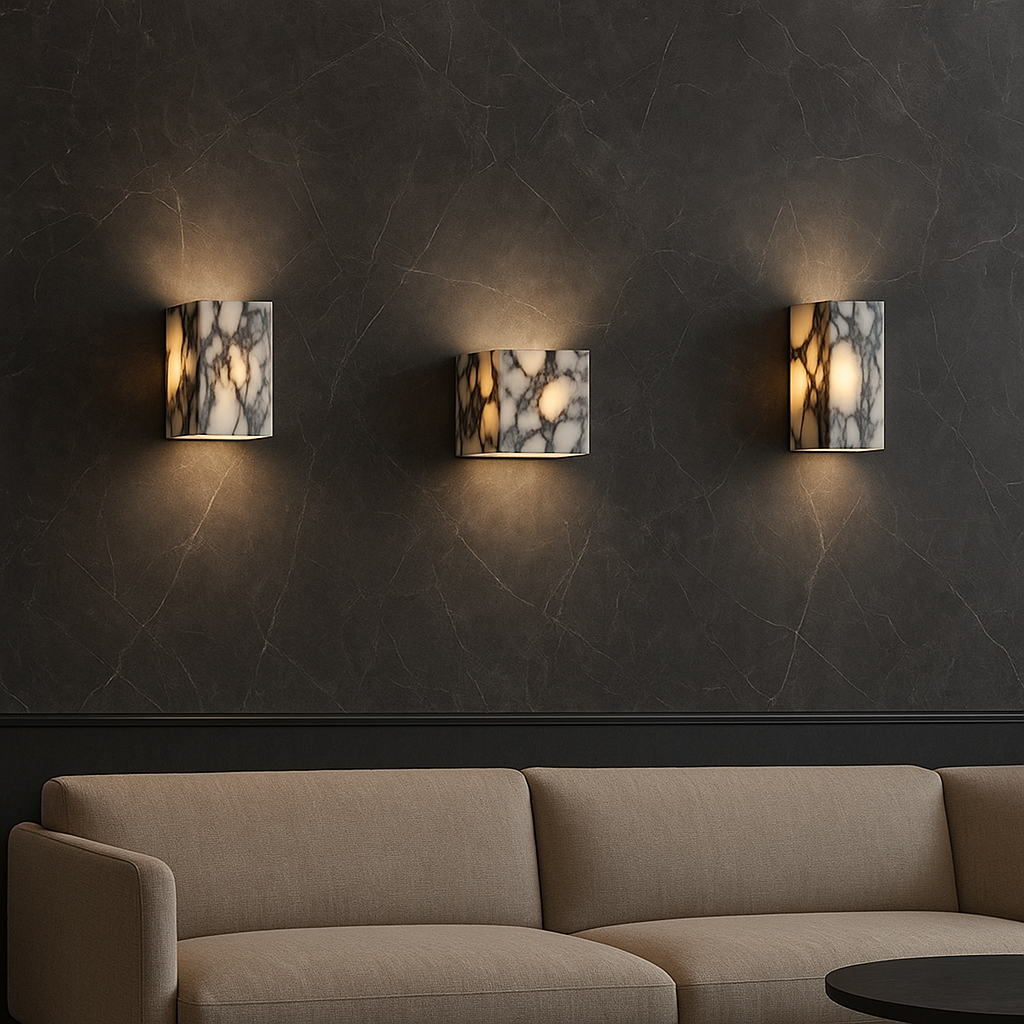 Natural Marble Cube Wall Light Minimalist Bedroom Sconce