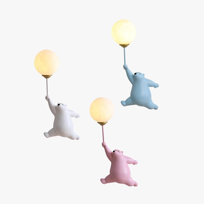 Bear Balloon Wall Lamp Decorative Kids Room Night Light
