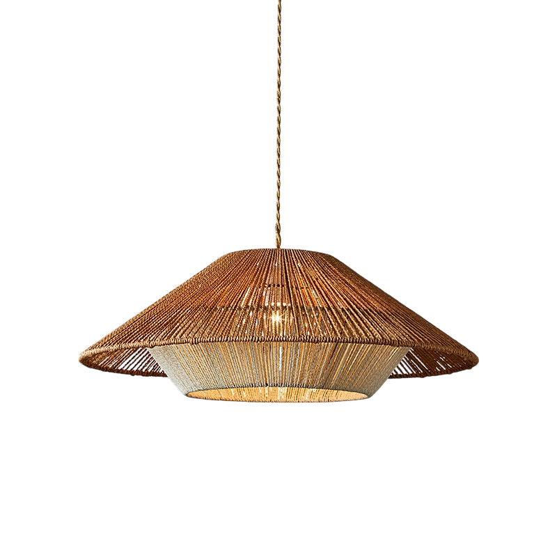 Handcrafted Bamboo Pendant Light Featuring Wide Conical Shade