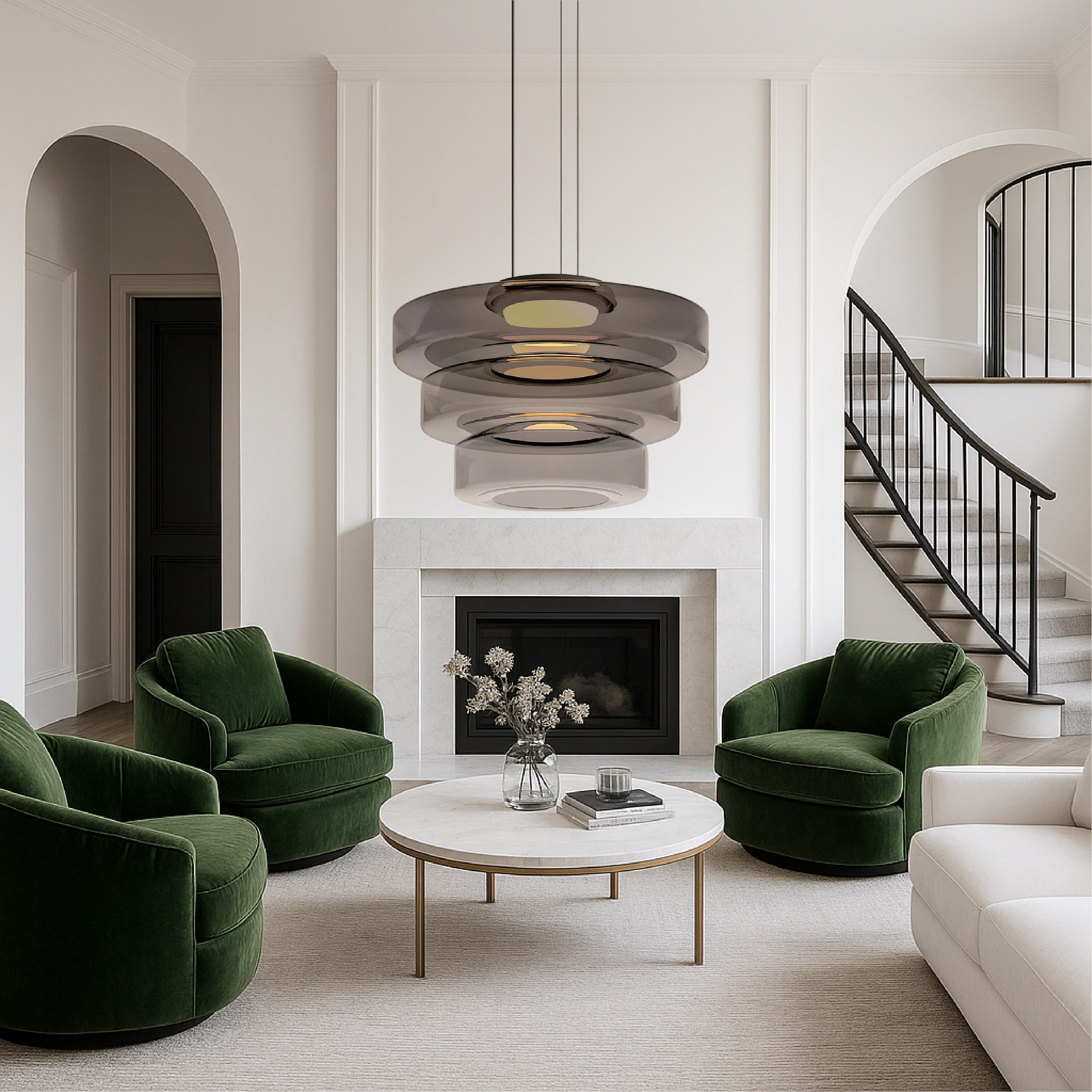 Bauhaus Layered Smoked Glass Pendant Lamp For Interior Lighting