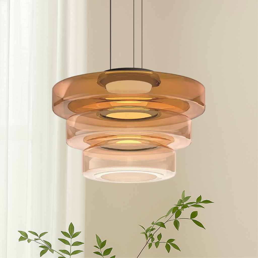 Bauhaus Layered Smoked Glass Pendant Lamp For Interior Lighting