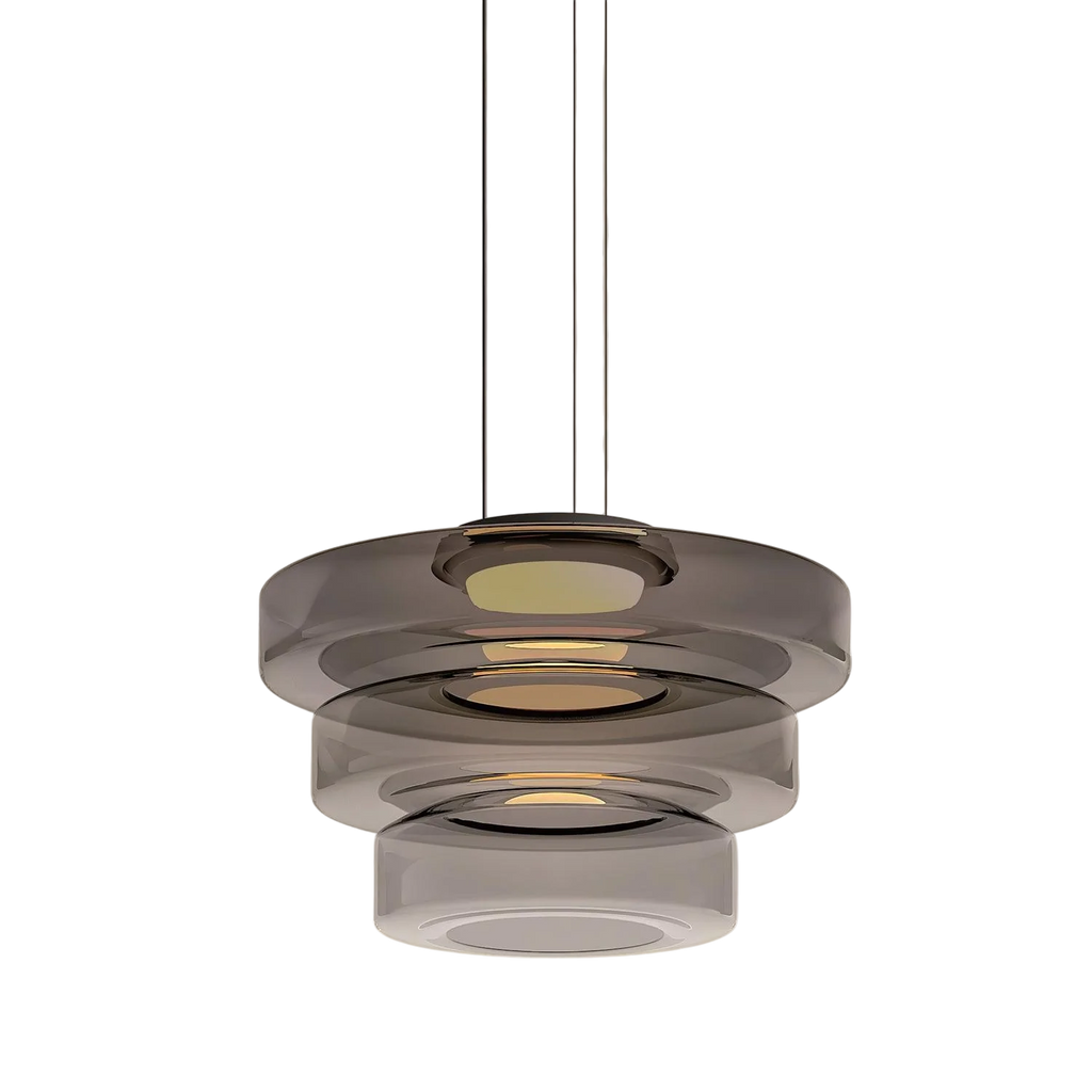 Bauhaus Layered Smoked Glass Pendant Lamp For Interior Lighting