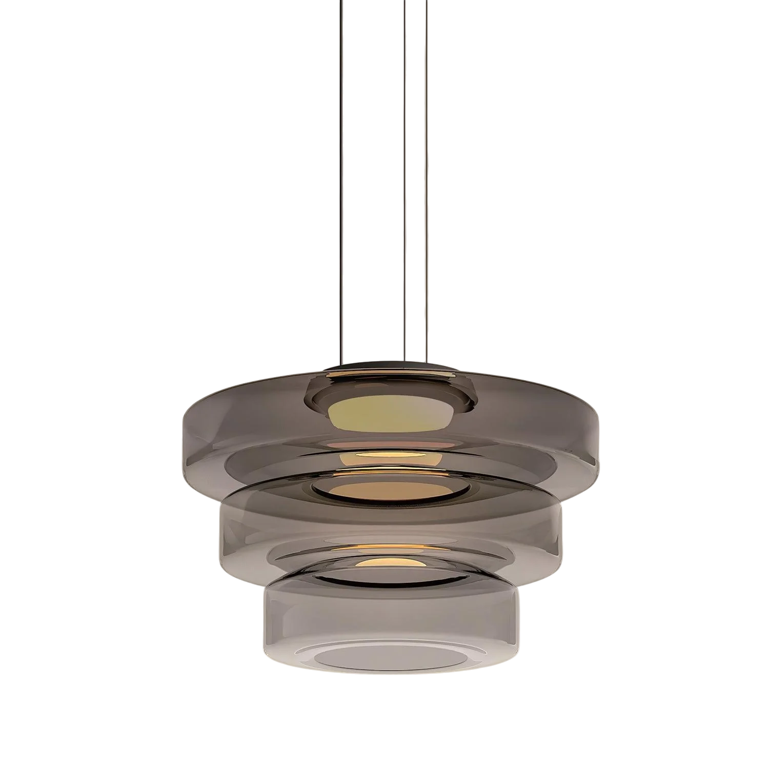 Bauhaus Layered Smoked Glass Pendant Lamp For Interior Lighting