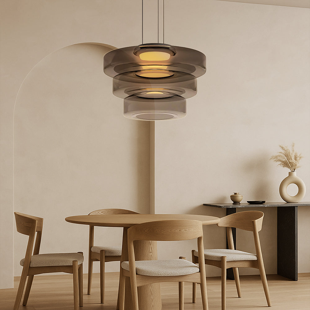 Bauhaus Layered Smoked Glass Pendant Lamp For Interior Lighting