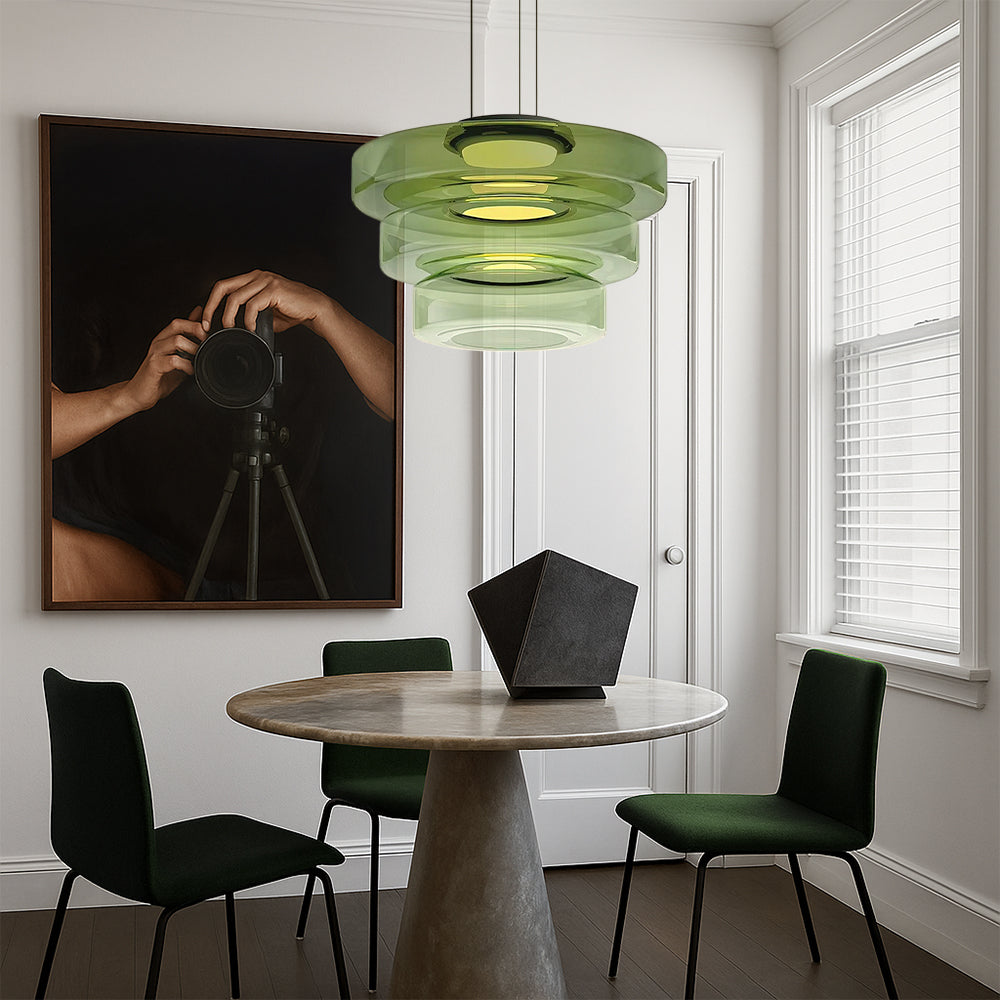 Bauhaus Layered Smoked Glass Pendant Lamp For Interior Lighting